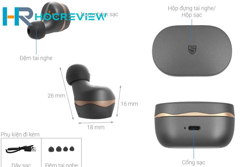 Tai nghe chống ồn loại Bluetooth True Wireless Soundpeats Sonic