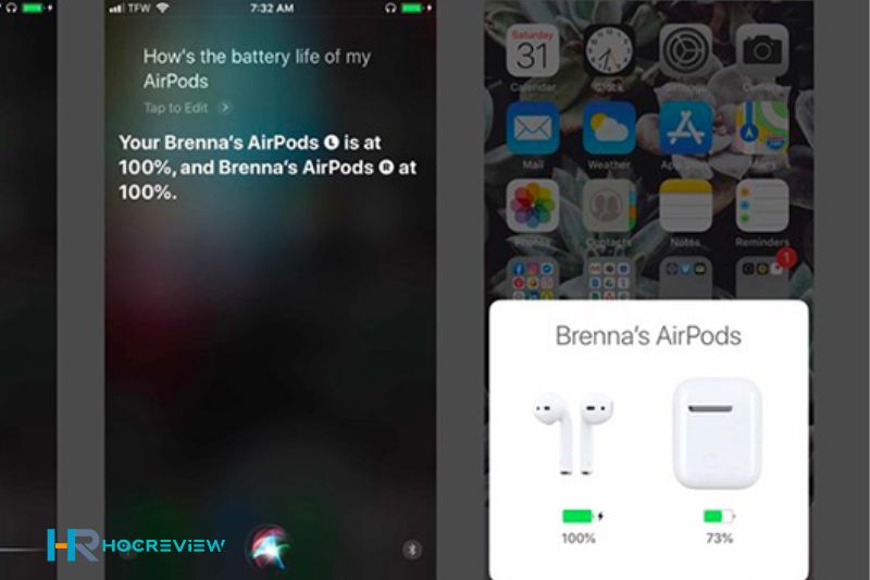 Kiểm tra pin Airpods bằng trợ lí ảo Siri