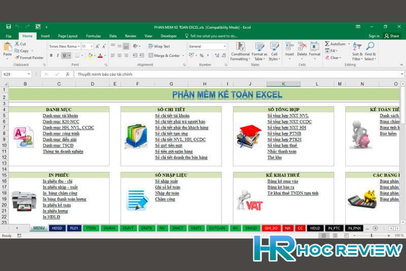 Phần mềm kế toán Excel