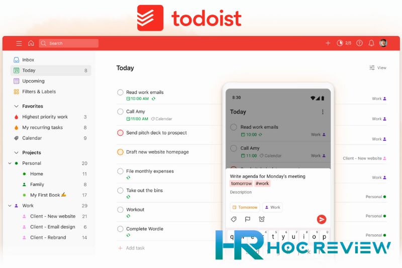 Phần mềm quản lý công việc miễn phí Todoist