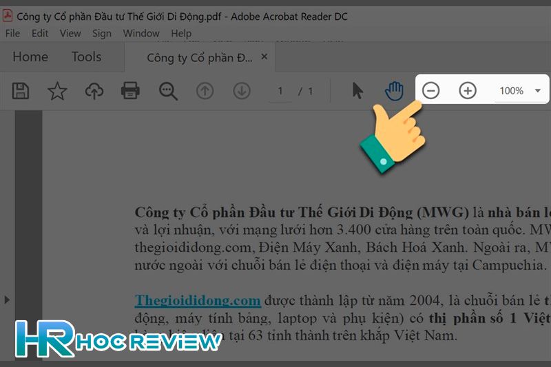 phong to thu nho pdf adobe reader