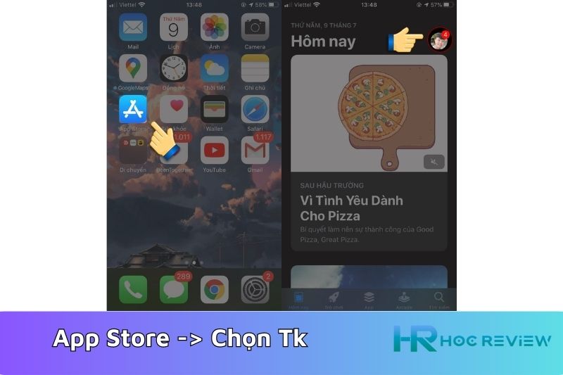 truy cap app store chon tai khoan