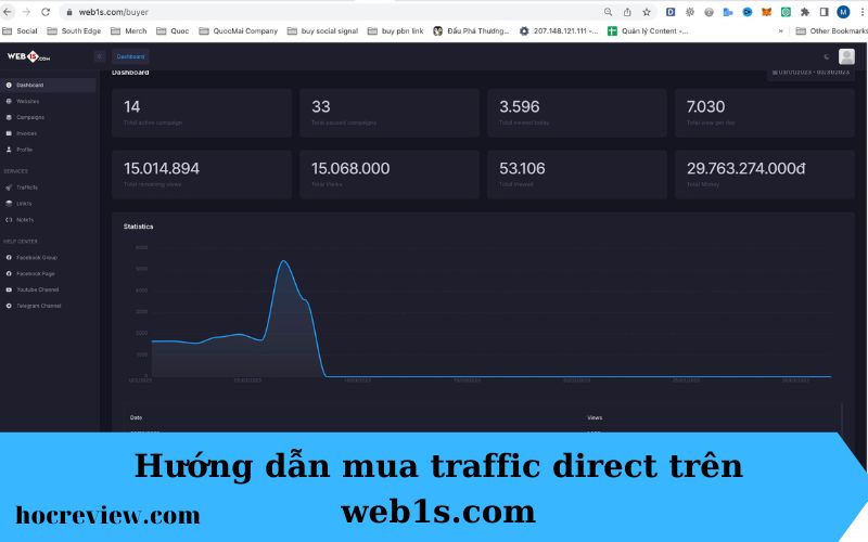 Hướng dẫn mua traffic direct trên web1s.com