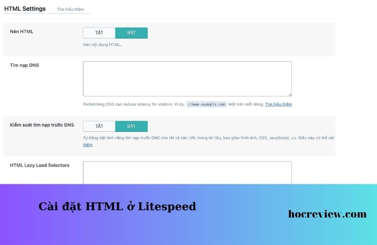 Cài đặt HTML ở Litespeed