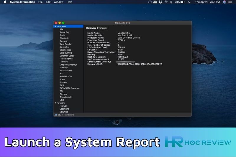 Check bằng Launch a System Report