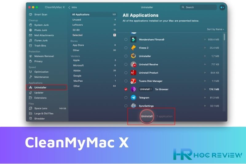 Xoá app trên MacOS bằng CleanMyMac X