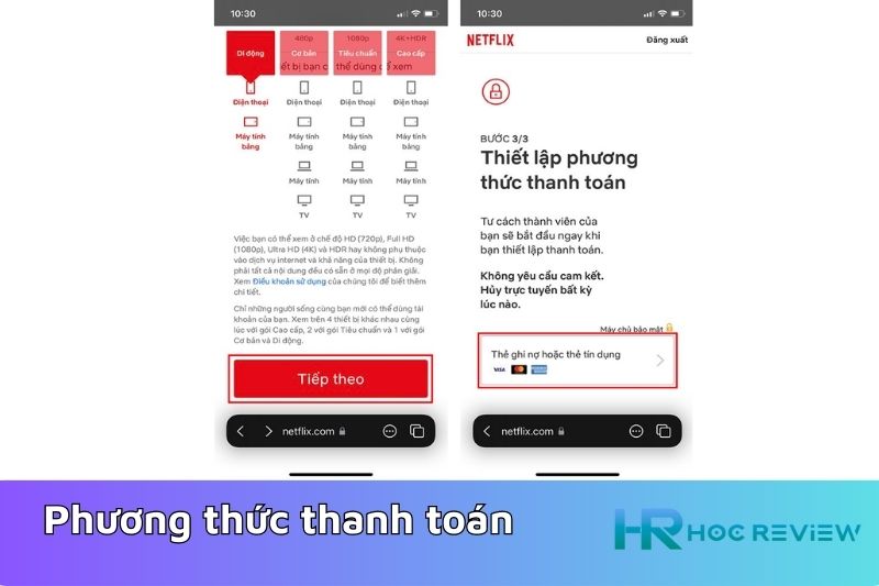 thiet lap phuong thuc thanh toan netflix