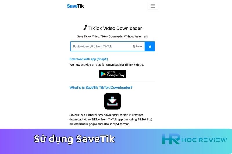 Sử dụng SaveTik